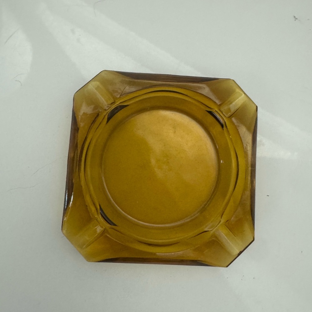 Vintage Amber Glass Ashtray
